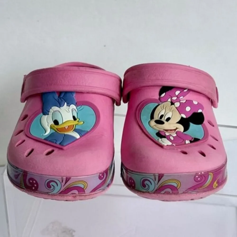Disney Minnie & Daisy Toddler Girls Sz 7-8 Clogs Pink Water Shoes Beach Swim